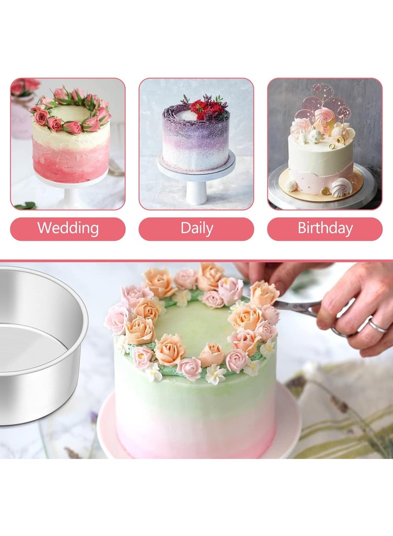6 Inch Cake Tin Set of 2, Deep Cake Tins Stainless Steel Round Baking Pans, Layer Cake Mould Ideal for Wedding Birthday Christmas Tall Cakes, One Piece Design & Mirror Finished, Dishwasher Safe - Image 5