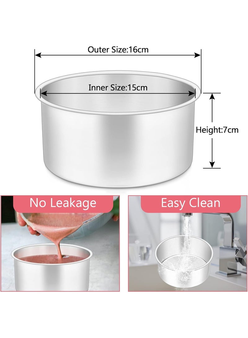 6 Inch Cake Tin Set of 2, Deep Cake Tins Stainless Steel Round Baking Pans, Layer Cake Mould Ideal for Wedding Birthday Christmas Tall Cakes, One Piece Design & Mirror Finished, Dishwasher Safe - Image 2