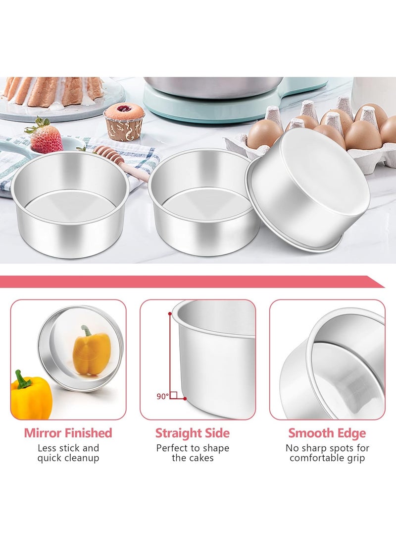 6 Inch Cake Tin Set of 2, Deep Cake Tins Stainless Steel Round Baking Pans, Layer Cake Mould Ideal for Wedding Birthday Christmas Tall Cakes, One Piece Design & Mirror Finished, Dishwasher Safe - Image 3