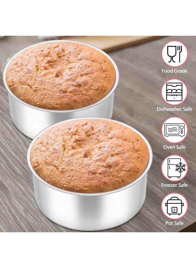 6 Inch Cake Tin Set of 2, Deep Cake Tins Stainless Steel Round Baking Pans, Layer Cake Mould Ideal for Wedding Birthday Christmas Tall Cakes, One Piece Design & Mirror Finished, Dishwasher Safe - Image 4