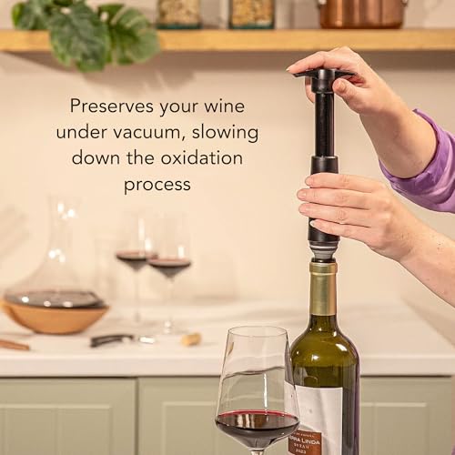 Vacu Vin Original Wine Saver with 2 Vacuum Bottle Stoppers – Black Wine Preserver Pump for Red or White Wine – Manual Air Remover System – Airtight Seal – Keep Wine Fresh Longer - Image 5
