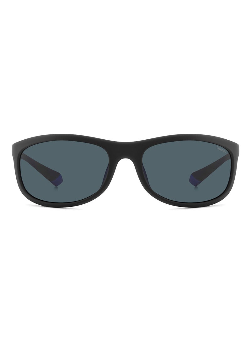 Polaroid - Unisex Polarized Rectangular Shape  Sunglasses PLD 2154/S BLUE 39 - Lens Size: 39.1 Mm - Mtblkblue - Image 1