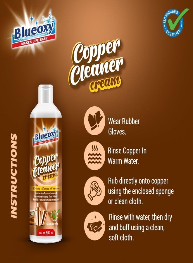 Blueoxy Copper & Brass Cleaner Cream | Tarnish Remover | Cleaner & Polish with Corrosion Inhibitor | Brass Tarnish Remover | 500 ML - Image 3