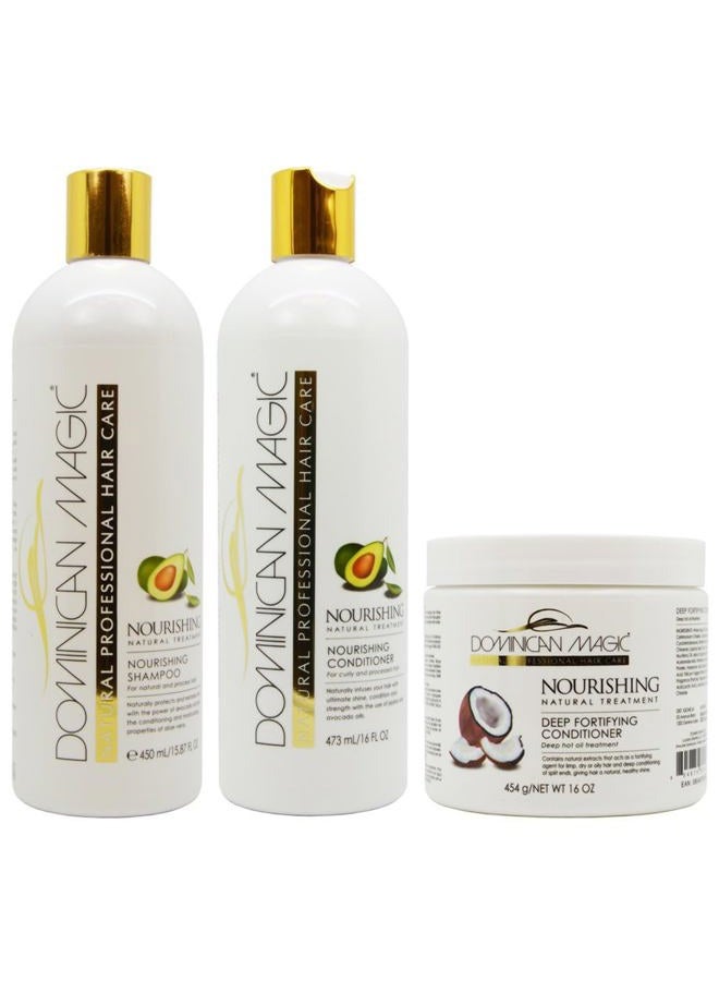 Dominican Magic Nourishing Shampoo & Conditioner & Deep Fortifying Conditioner Set - Image 1