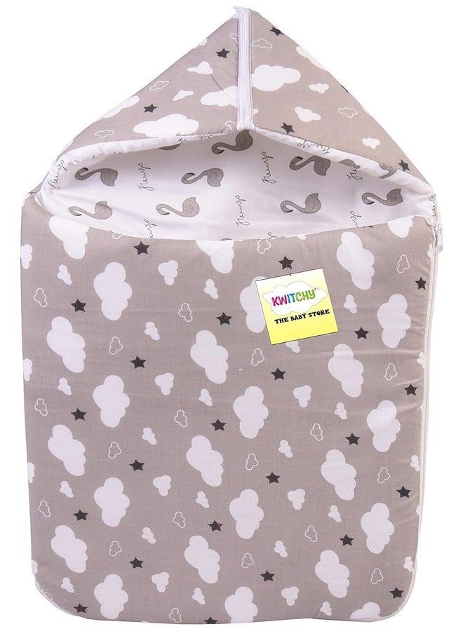 Kwitchy حقيبة حمل قطنية للأطفال حديثي الولادة من كويتشي، مناسبة للسفر، قابلة للطي (من 0 إلى 12 شهرًا)، لون رمادي - Image 1