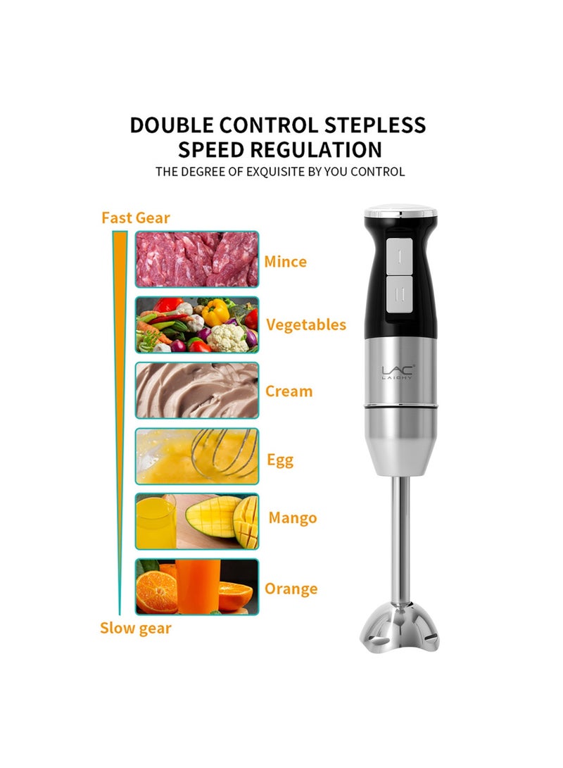LAC LAICHY Handheld Blender For Kitchen, 300w Stainless Steel,2 Speeds,grey - Image 3