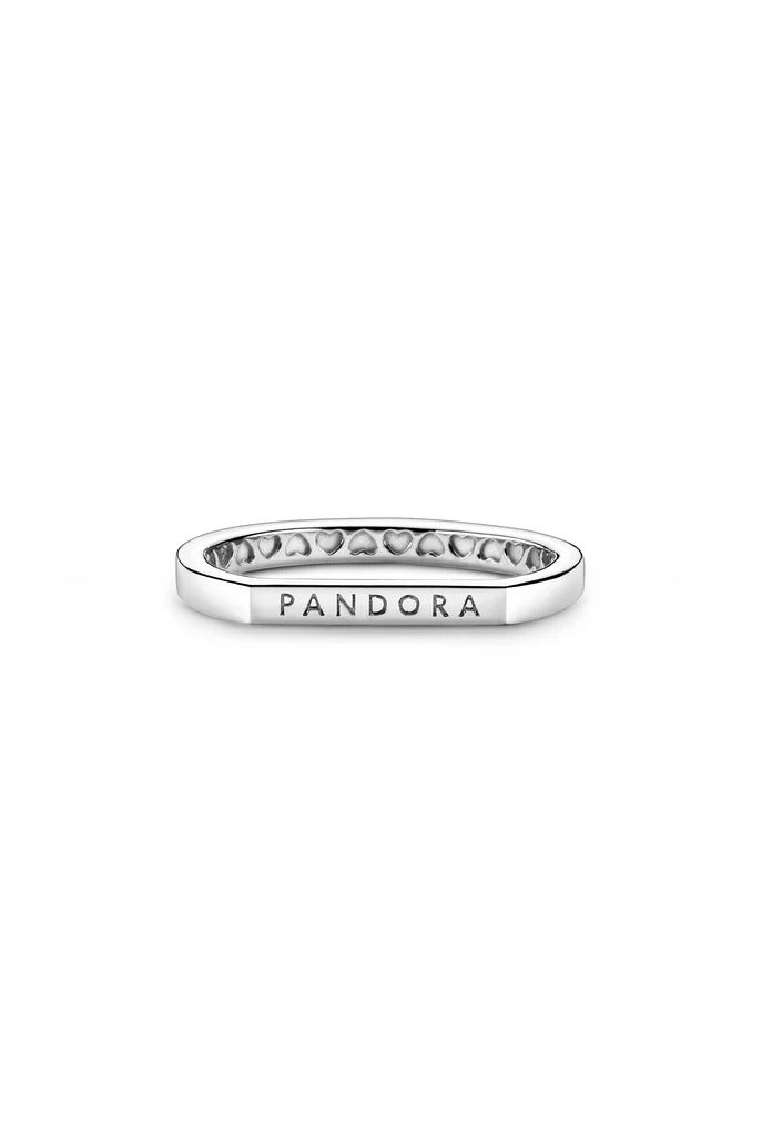 PANDORA Pandora Logo Thin Bar Sterling Silver Ring - Image 2