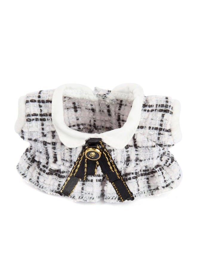 CHICHO 17cm Doll Clothes for Labubu - Luxury Chic Style Set for 17cm Dolls, Premium Doll Outfit with Accessories - White Plaid Tweed Dress + Black Necktie + Plaid Bow (Clothes Only) - Image 5