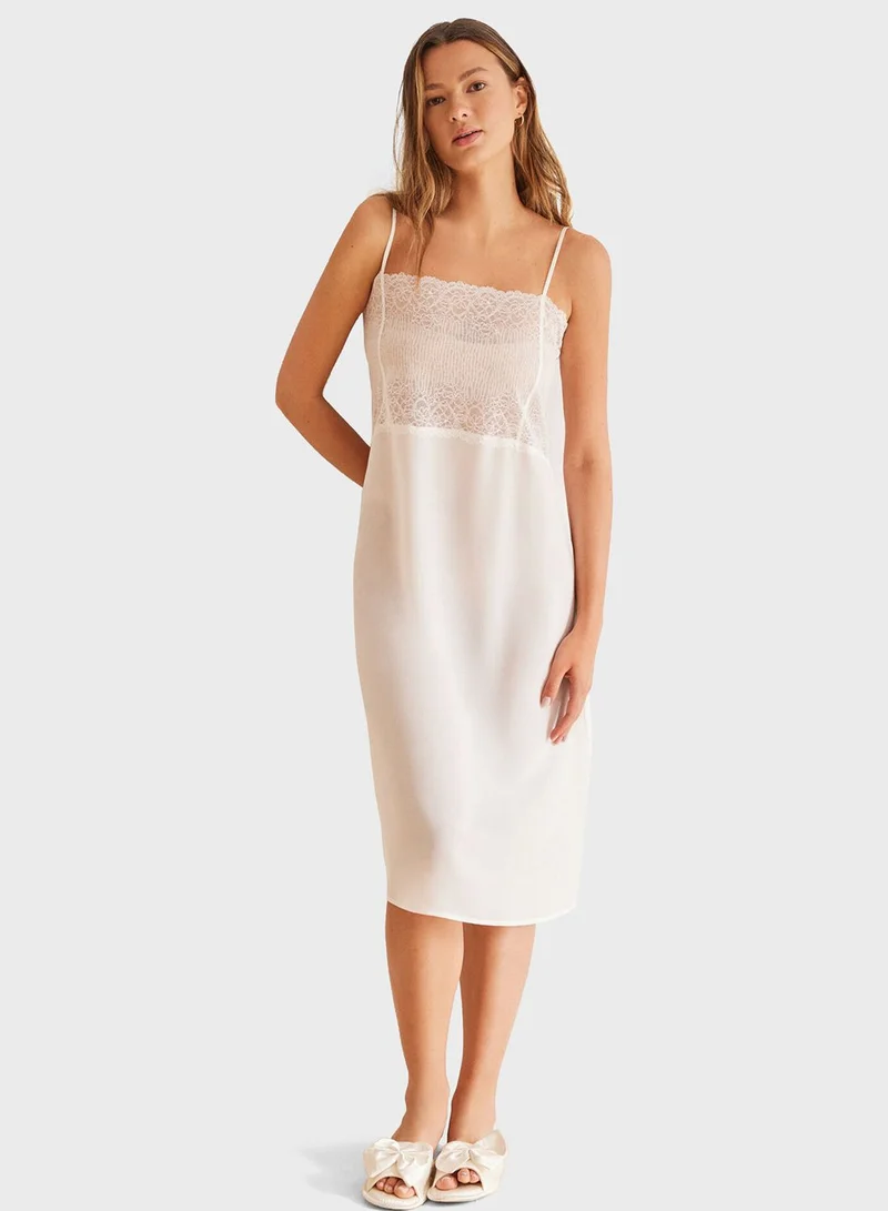 women'secret White Chiffon Nightdress