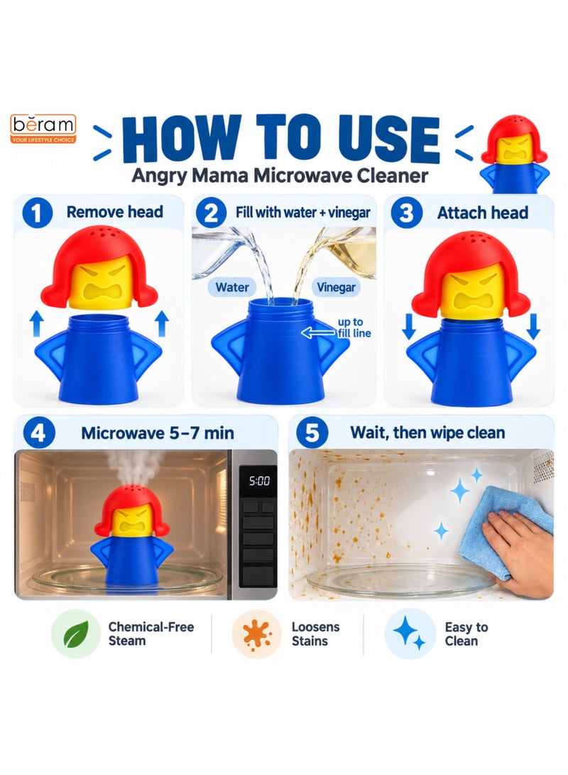 BERAM Microwave Cleaner Steam Cleaning Tool, Chemical-Free Oven Steamer for Stain Removal, Kitchen Use - Image 3