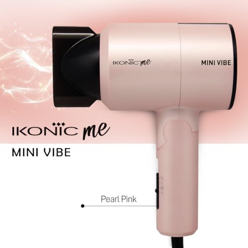 IKONIC Mini Vibe Hair Dryer 1200 Watts with 2 Speed Setting Cool Shot Overheat Protection, Compact Design, Travel Friendly,Glossy Finish Look, All Hair Type, Pink - Image 2