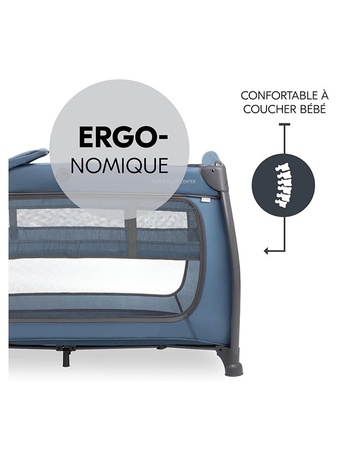Hauck Play N Relax Centre Children's Travel Bed with Newborn Hanging, Changing Mat, Transport Bag, XL Slip, Small Foldable, Baby Travel Cot, Toddler from Birth to 15 kg - Dark Blue - Image 3