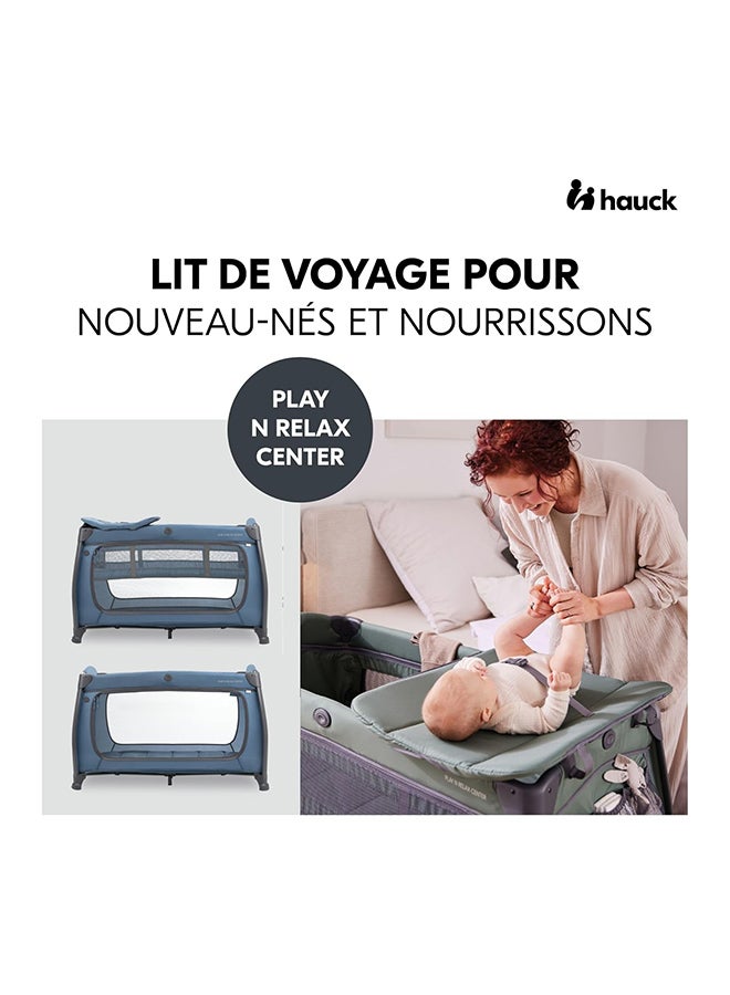 Hauck Play N Relax Centre Children's Travel Bed with Newborn Hanging, Changing Mat, Transport Bag, XL Slip, Small Foldable, Baby Travel Cot, Toddler from Birth to 15 kg - Dark Blue - Image 4