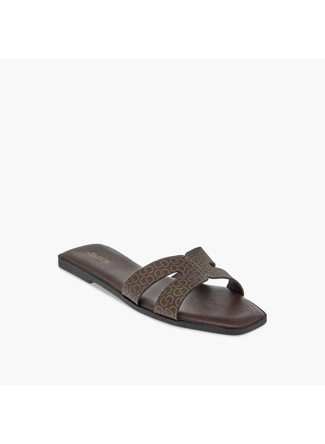 Celeste Women's Monogram Print Slip-On Sandals