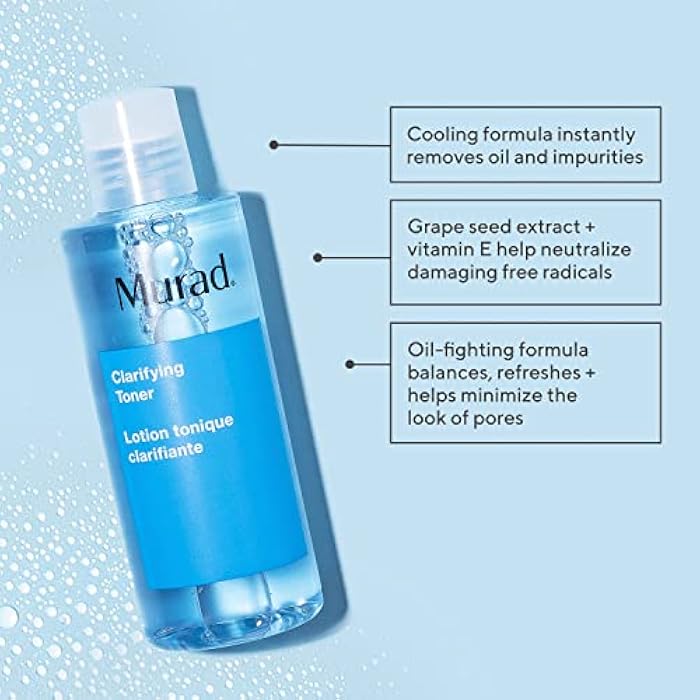 Murad Clarifying Toner – Oil-Control Cooling Face Toner with Witch Hazel, Cucumber, Algae & Grape Seed Extracts to Minimize Pores, Shine Reduction, Balance Oil & Refresh Skin – 6 Fl Oz - Image 2