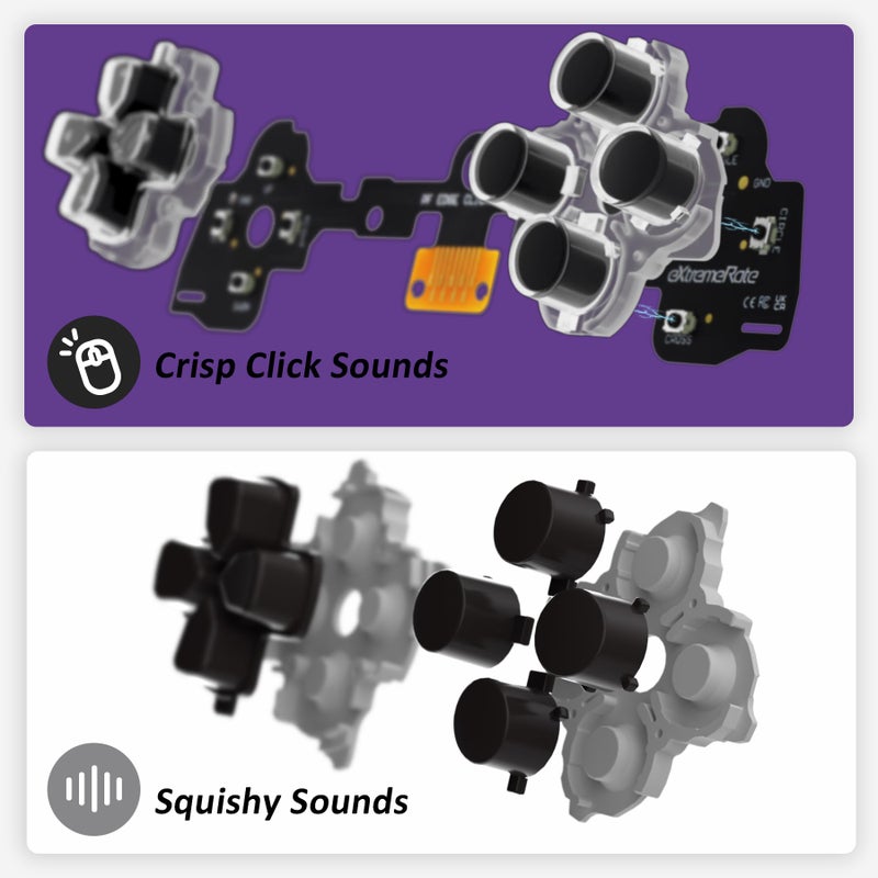 eXtremeRate Face Buttons Clicky Kit for PS5 Edge Controller, Custom Tactile Dpad Action Buttons for PS5 Edge Controller D-pad ABXY X Circle Square Triangle Buttons Mouse Click Kit - Without Controller - Image 5