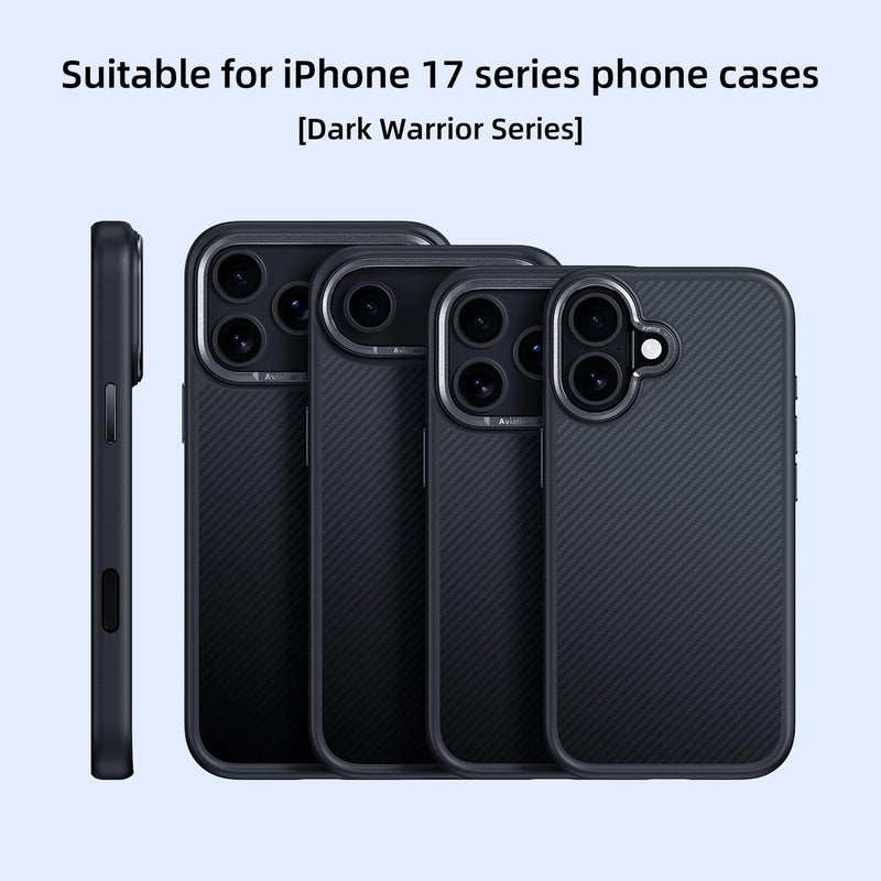 إيروريكس جراب هاتف مغناطيسي من ألياف الكربون كيفلر ماج سيف لهاتف iPhone 17 Pro Max (أسود) - Image 2