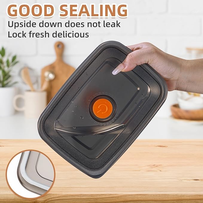 KRESHU Classic Style 1000ml Tiffin Lunch Box with Airtight Silicone Rubber Grip Design | 316 Stainless Steel Material Food Storage Containers Snacks Box for School Kids/Office/College (Pack of 1) - Image 5