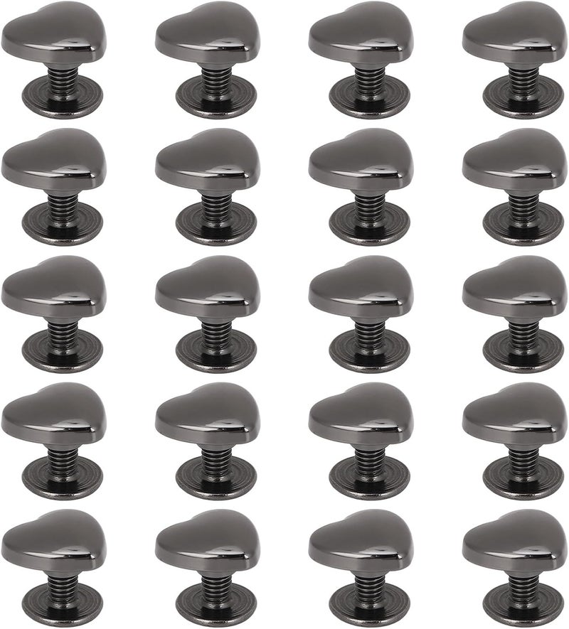 Heart-Shaped Rivet & Crossing Screw Leather Stud Set for DIY Craft Projects – Metal Hardware Kit Compatible with Genuine and Faux Leather - Image 3