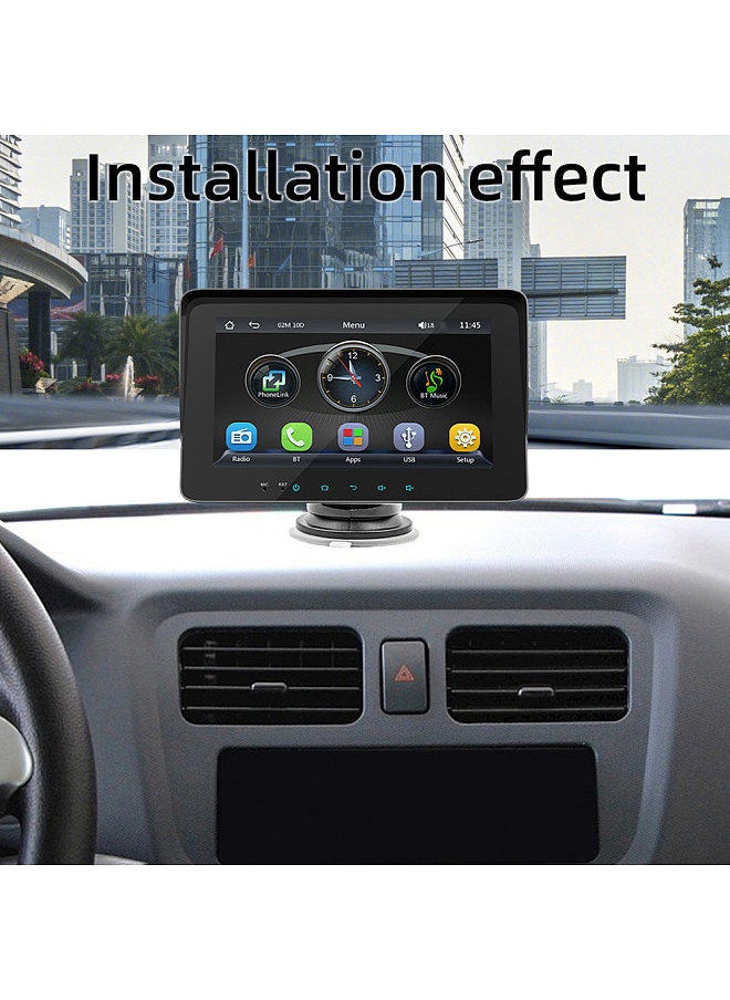 7 Inch Car Stereo MP5 Player BT Hands-Free Calling FM Radio Support Carplay Android Auto Phone Link Reversing Assist Dual USB with Steering Wheel Remote Controller Adjustable Bracket