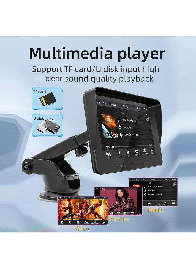 7 Inch Car Stereo MP5 Player BT Hands-Free Calling FM Radio Support Carplay Android Auto Phone Link Reversing Assist Dual USB with Steering Wheel Remote Controller Adjustable Bracket
