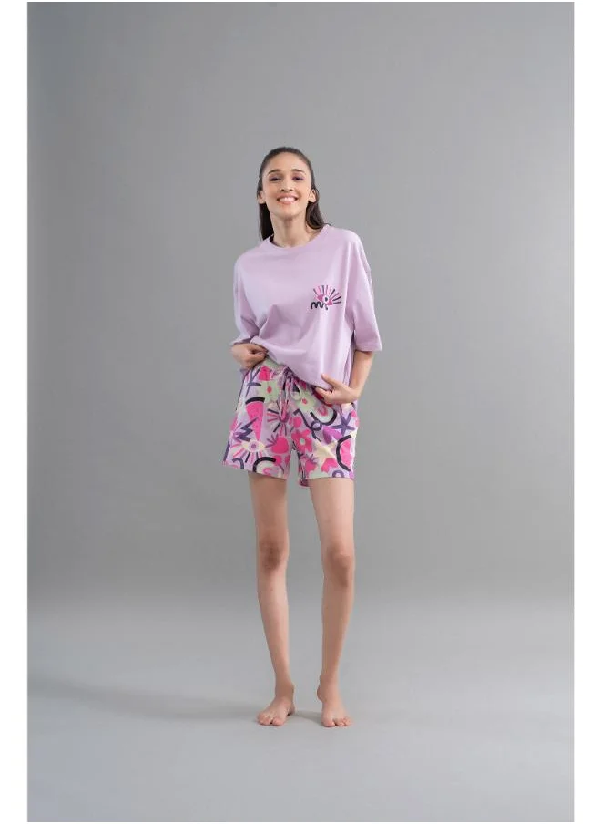 NeceSera Enchanted Purple Cotton Shorts