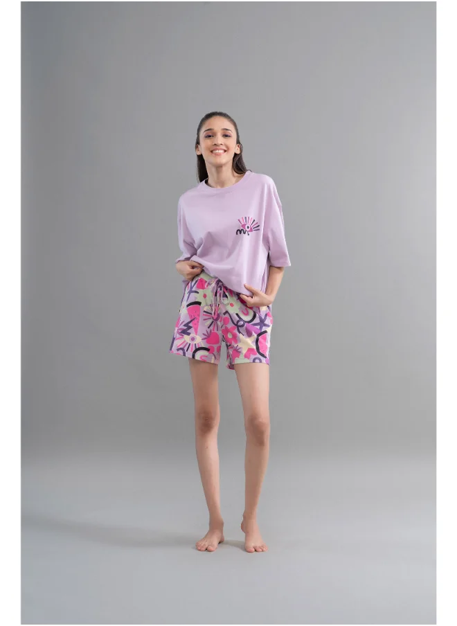 NeceSera Enchanted Purple Cotton Shorts