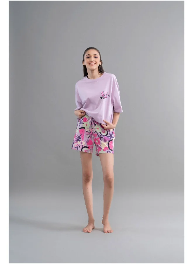 NeceSera Enchanted Purple Cotton Shorts