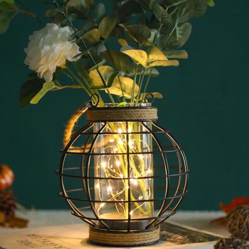 JHY DESIGN Metal Cage LED Lantern Battery Powered73 Tall Cordless Accent Light with 20pcs Fairy LightsGreat for Weddings Parties Patio Events for IndoorsOutdoors - Image 3