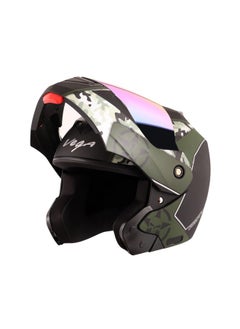 Vega Vega Crux Dx Camouflage Flip-Up Full Face Helmet Dull Black Battle Green  Size  L 59-60 cm  - Image 1