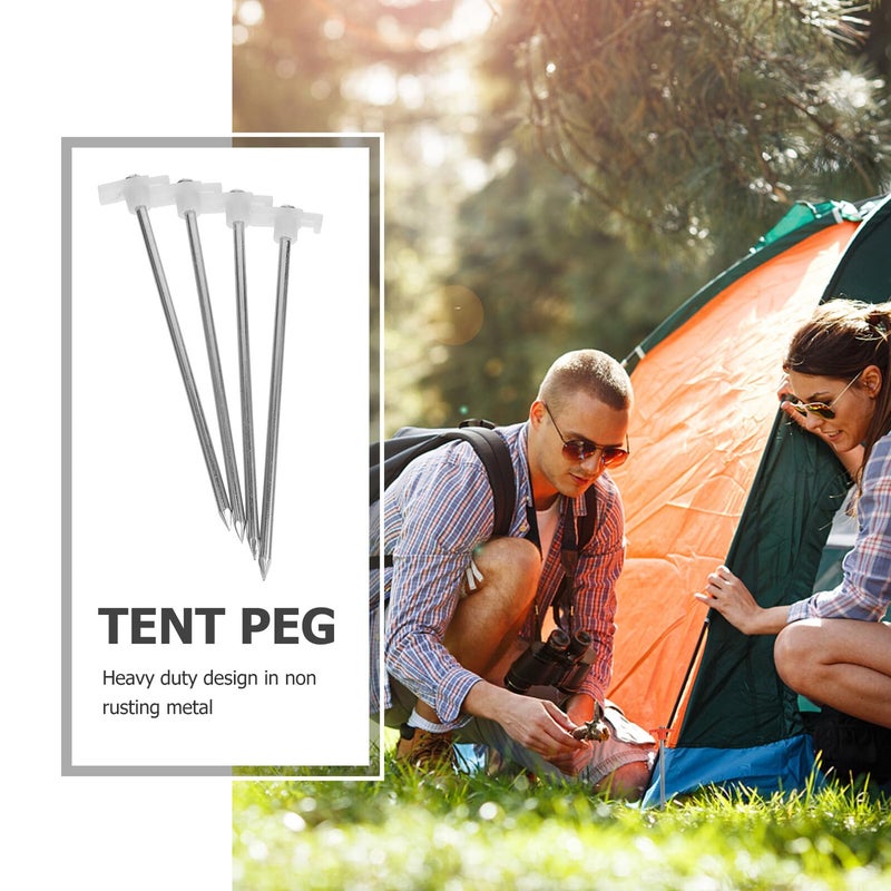 Heavy Duty Metal Tent Stakes 4pcs Set with Night Glow for Camping Lawn Tarp - Image 4