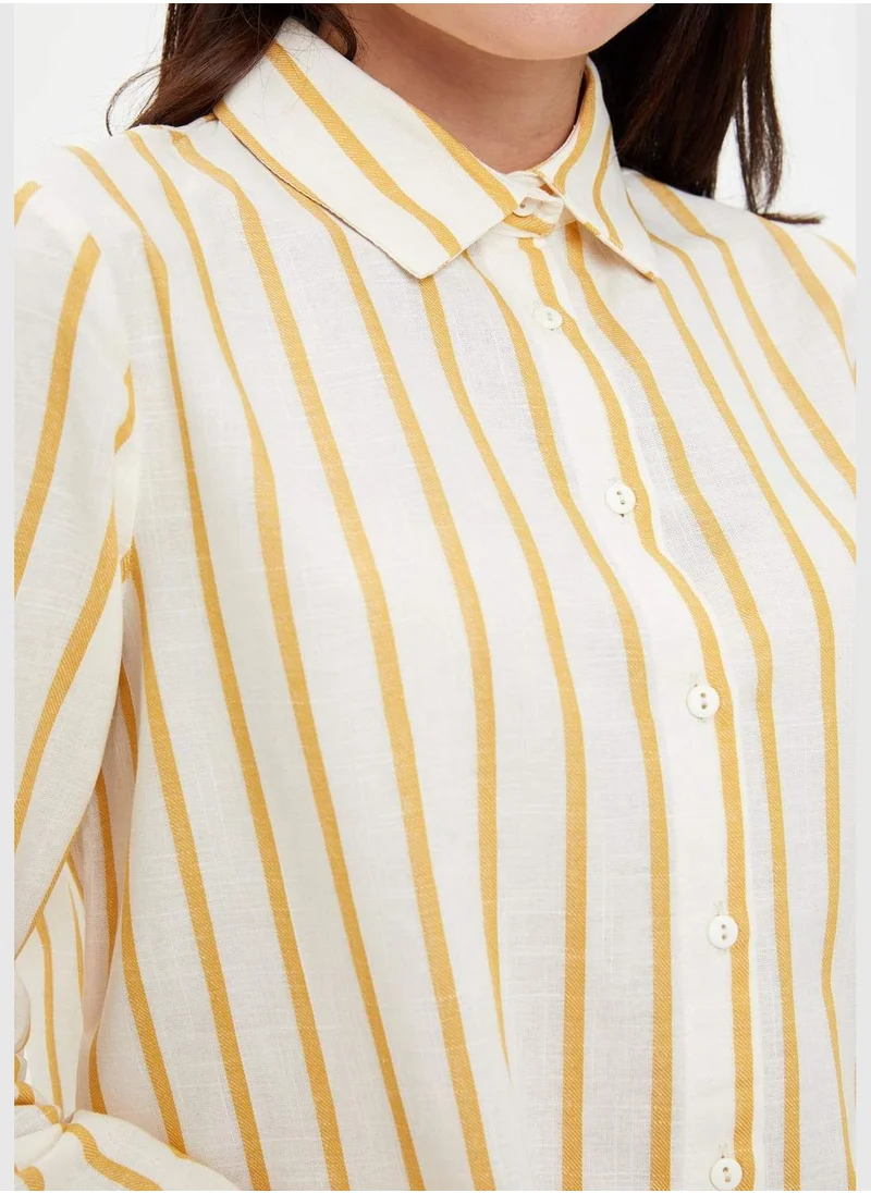 DeFacto Striped Button Detailed Woven Tunic