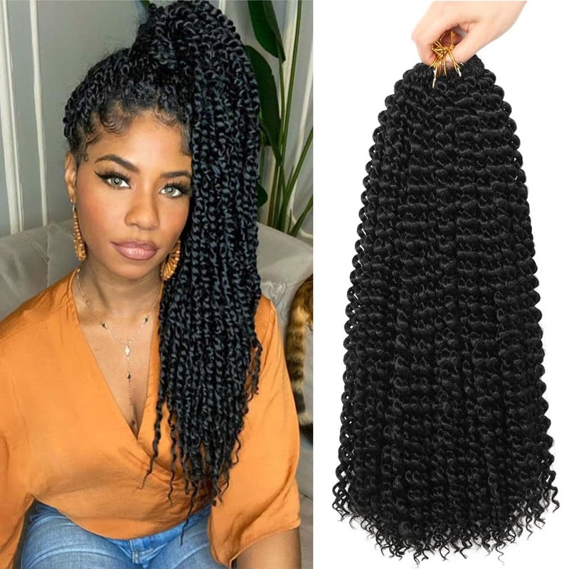 ShowCoco Passion Twist Hair 22 Inch Water Wave Crochet Hair for Black Women Long Bohemian Curly Passion Twist Braiding Hair for Butterfly Style Crochet Braids Spring Twists Hair Extensions(22inch,#1B) - Image 1