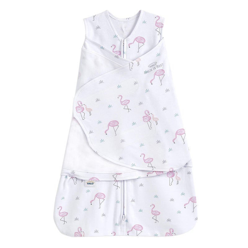 HALO 100% Cotton Sleepsack Swaddle, 3-Way Adjustable Wearable Blanket, TOG 1.5, Flamingos, Small, 3-6 Months - Image 1