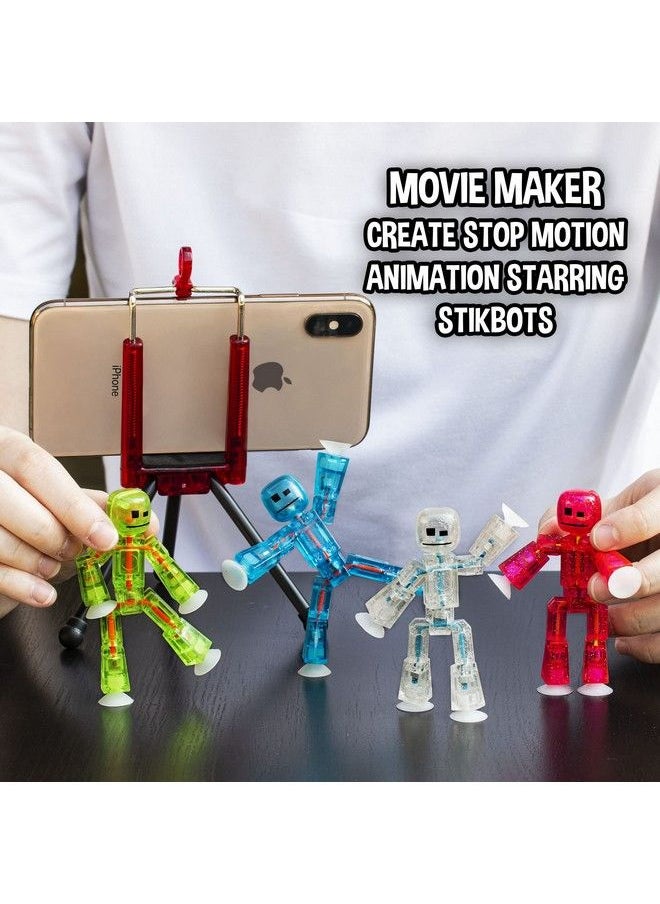 StikBot - Zing Set Of 8 Clear Collectable Action Figures And Mobile Phone Tripod Create Stop Motion Animation Great For Kids Ages 4 And Up - Image 1