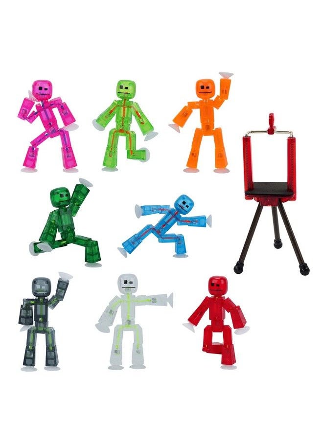 StikBot - Zing Set Of 8 Clear Collectable Action Figures And Mobile Phone Tripod Create Stop Motion Animation Great For Kids Ages 4 And Up - Image 1