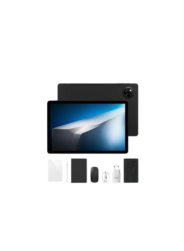 دوجي تاب A9 (VIP) - واي فاي، ذاكرة قراءة فقط (3+9) 12 جيجابايت، ذاكرة وصول عشوائي (RAM): 64 جيجابايت، شاشة عالية الدقة مقاس 10.1 بوصة، بطارية 6580 مللي أمبير/ساعة، نظام أندرويد 15، لوحة مفاتيح بلوتوث، ماوس بلوتوث، قلم، أسود - Image 1