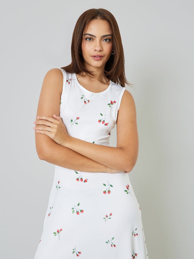 Styli White Floral Sleeveless Casual Maxi Dress - Image 2