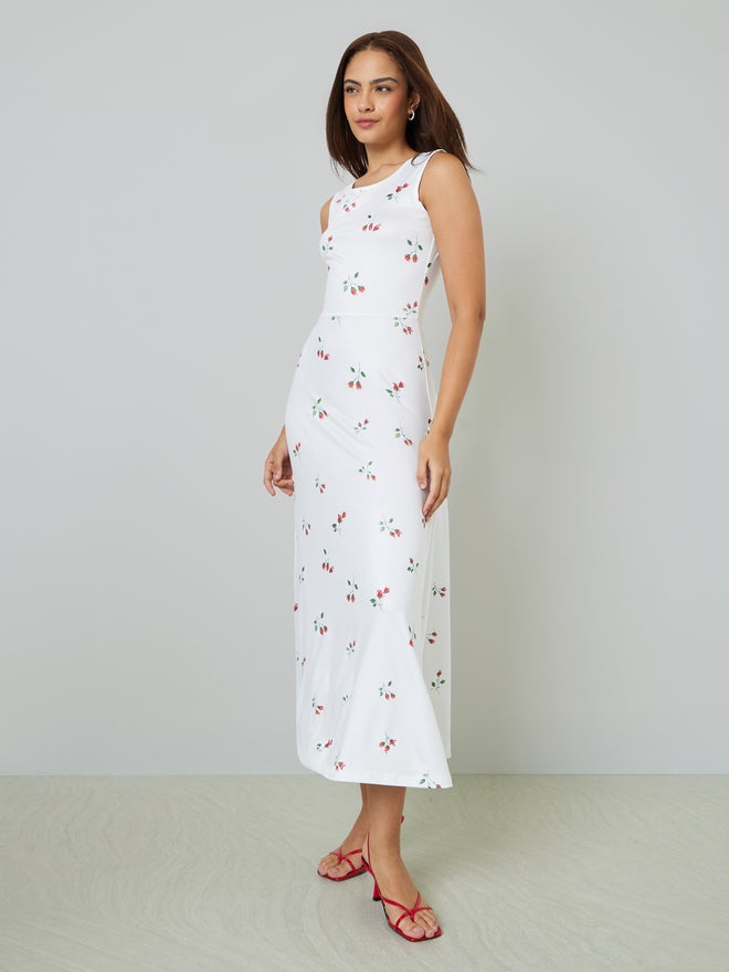 Styli White Floral Sleeveless Casual Maxi Dress - Image 1