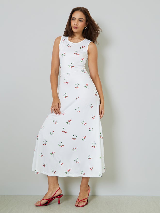 Styli White Floral Sleeveless Casual Maxi Dress - Image 3