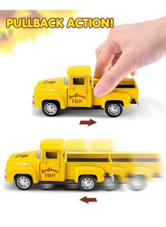 Huray Rayho Sunflower Metal Truck With Artificial Plastic Flower Yellow Vintage Farm Pickup Farmhouse Tabletop Tiered Tray Decor Home Kitchen Mantel Shelf Spring Mini Diecast Truck Decorations  - Image 4