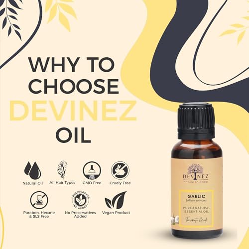 Devinez Garlic Essential Oil (10ml) - 100% Pure & Potent for Hair Growth, Scalp Infection, Dandruff Control & Heart Health - Strong Pungent Aroma - Image 2