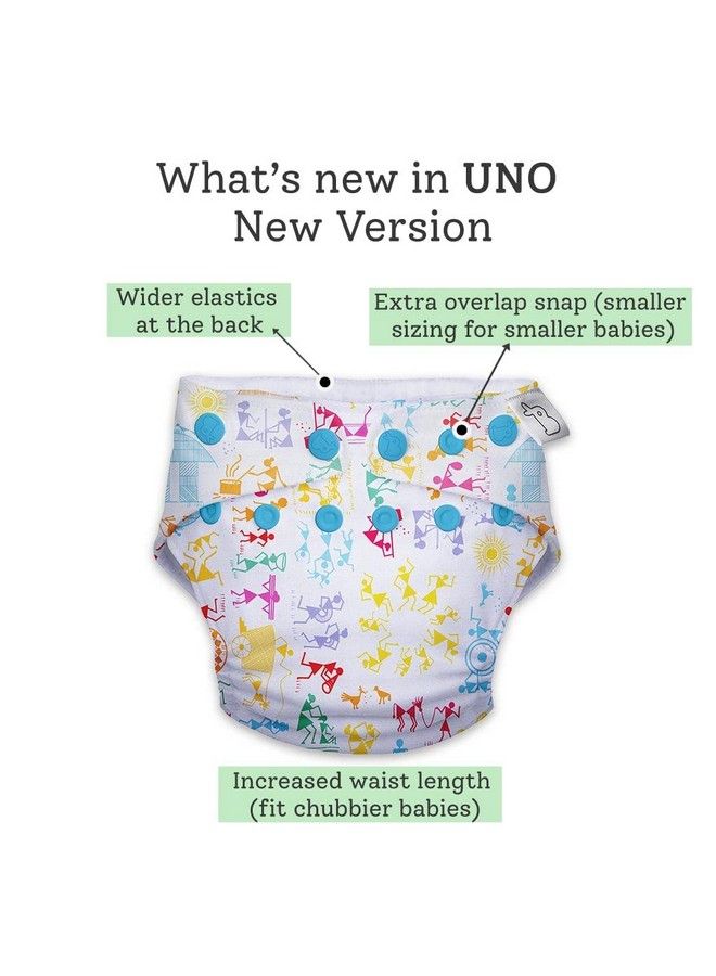 Superbottoms Uno Freesize Cloth Diaper ; Cloth Diaper For Babies 0 To 3 Years ; Washable & Reusable Cloth Diaper ; Comes With Cloth Diaper Inserts ; 1 Organic Cotton Soaker (White Warli <3) - Image 3