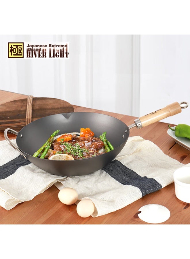 River Light Imported Wok, Uncoated Pure Iron Pan 36cm, Stir-fry Pan, Frying Pan For Home Use, Same As Sold In Specialized Stores - Image 2