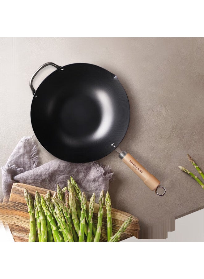 River Light Imported Wok, Uncoated Pure Iron Pan 36cm, Stir-fry Pan, Frying Pan For Home Use, Same As Sold In Specialized Stores - Image 3