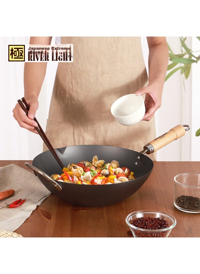 River Light Imported Wok, Uncoated Pure Iron Pan 36cm, Stir-fry Pan, Frying Pan For Home Use, Same As Sold In Specialized Stores - Image 5
