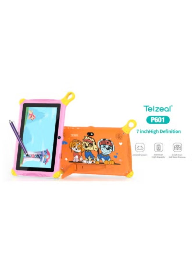 Telzeal P601 7-Inch Kids Tablet | Android 10.1 Smart Tab | 6GB RAM + 128GB Storage | Parental Control | 3000mAh Battery | Educational Games & Entertainment Device – Orange - Image 3