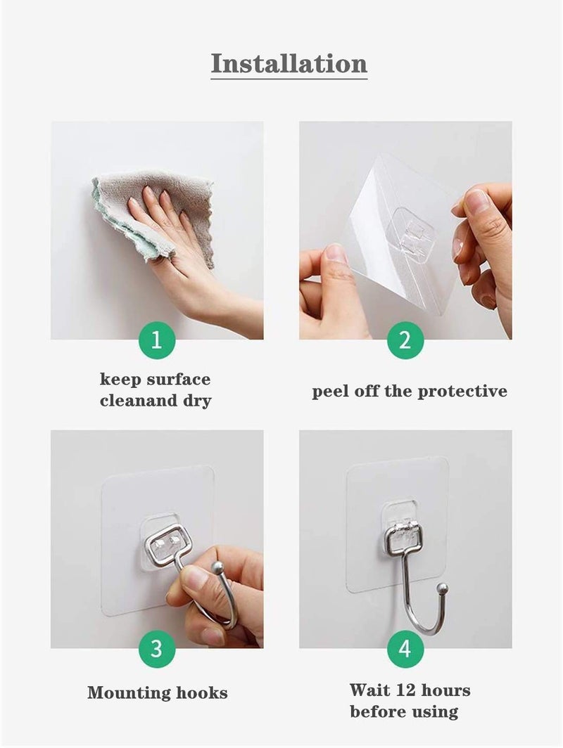 VIHAX Self Adhesive Hooks Waterproof and Rustproof Wall Hooks for Hanging Heavy Duty, Stainless Steel Towel and Coats Hooks to use Inside Kitchen, Bathroom, Home and Office (Coats Hooks, 4pcs) - Image 3