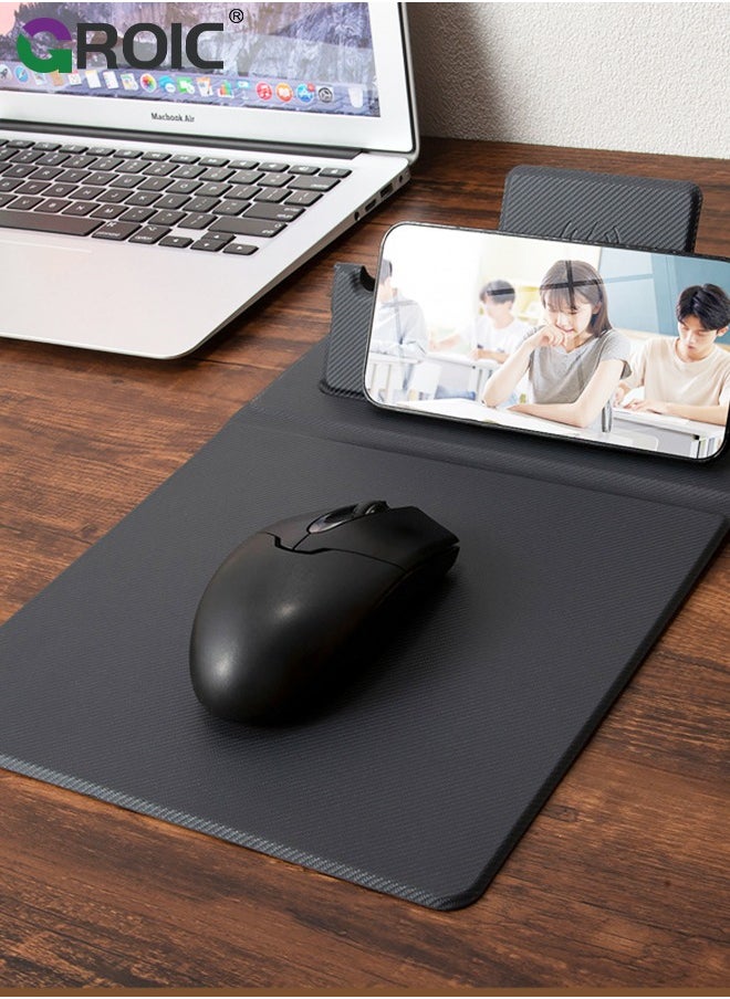 GROIC - Black 5 in 1 Wireless Charging Station Mouse Pad for Apple Devices, Fast Charger Stand fits iPhone, Apple Watch Ultra SE 8 7 6 5 4 3 2, AirPods 3 2 Pro, Samsung Qi Phone - Image 1