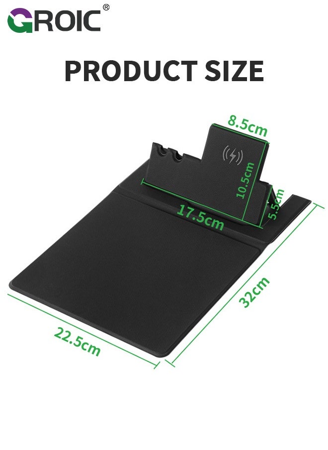 GROIC - Black 5 in 1 Wireless Charging Station Mouse Pad for Apple Devices, Fast Charger Stand fits iPhone, Apple Watch Ultra SE 8 7 6 5 4 3 2, AirPods 3 2 Pro, Samsung Qi Phone - Image 1